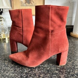 H&M Rust colored genuine suede Heeled pointed toe Boots